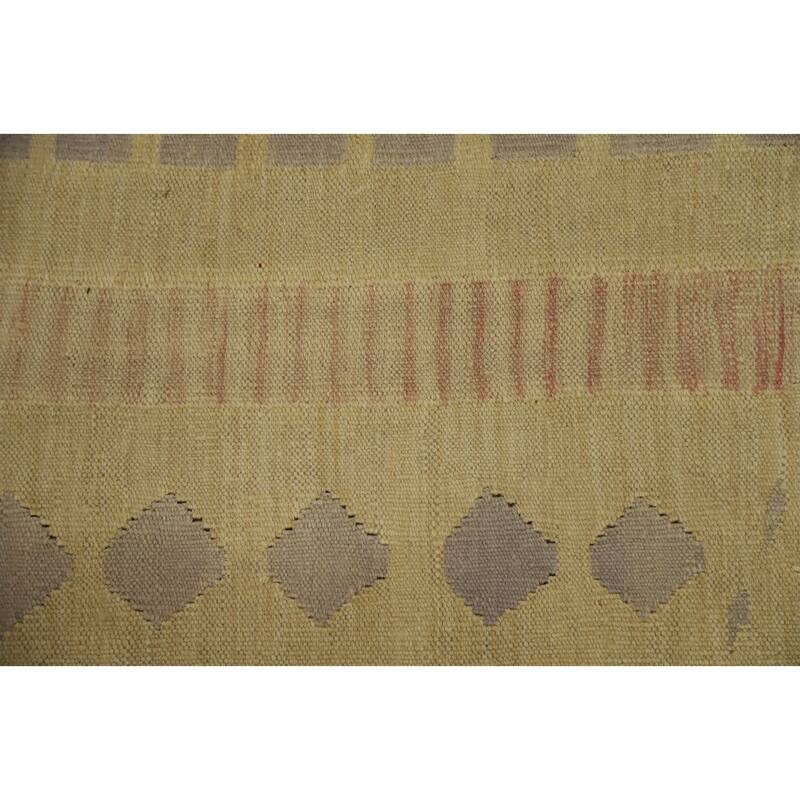 Hand Woven Oriental 100% Wool Carpet Southwestern Tribal Yellow & Gold Kilim Area Rug - 9' 8'' X 7' 10''