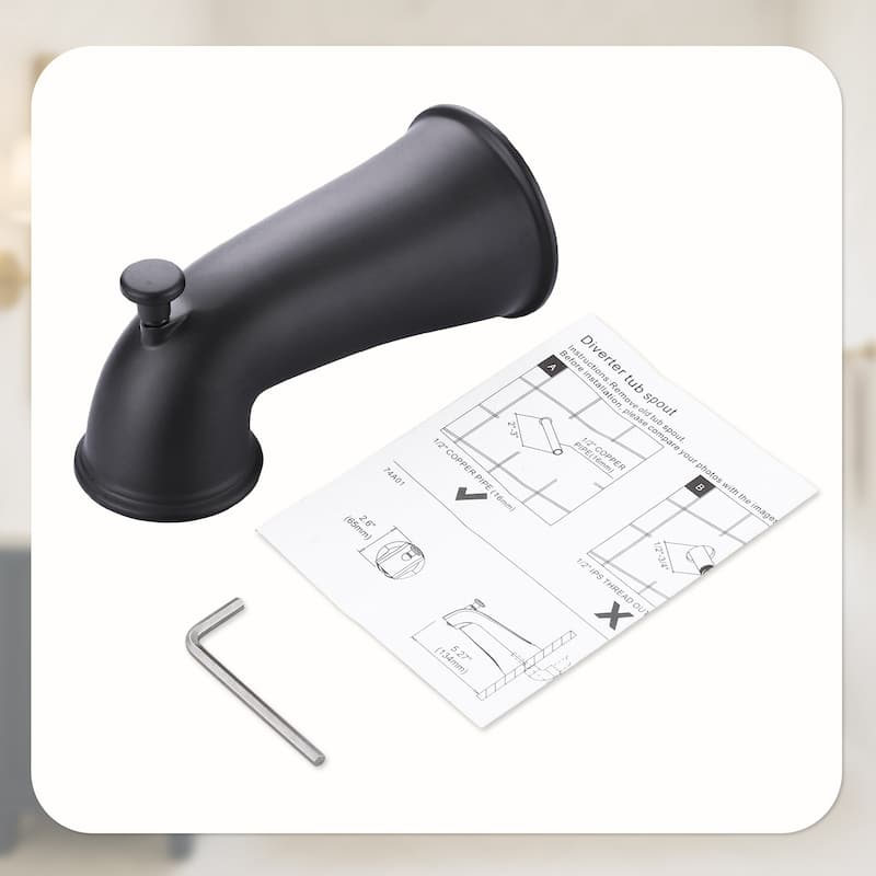 WOWOW Modern Style Bathtub Spout with Integrated Diverter