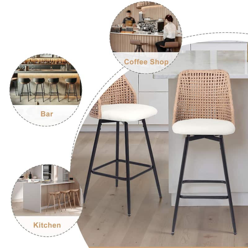 28.8" Indoor Swivel Wicker Barstools