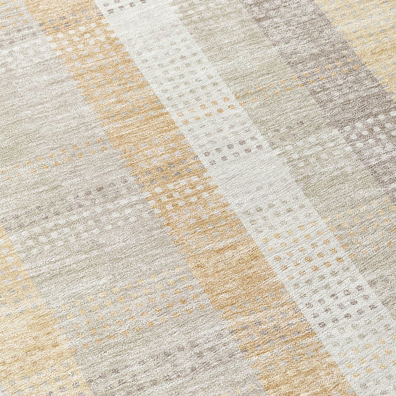 Machine Washable Indoor/ Outdoor Modern Plaid Chantille Rug