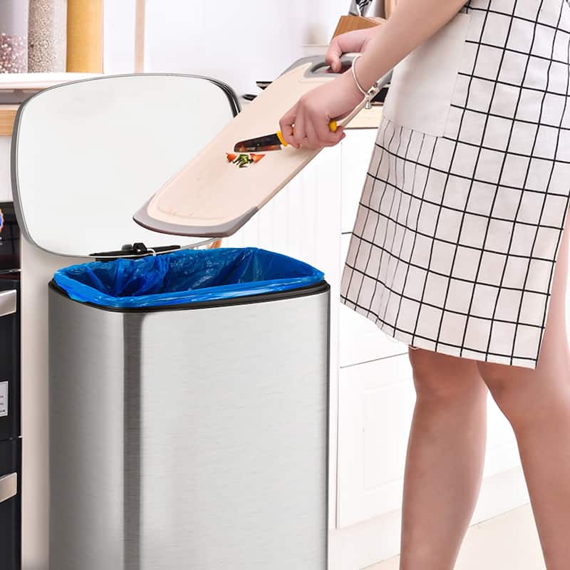 13.2 Gallon Stainless Steel Trash Garbage Can Airtight Soft Close Bin