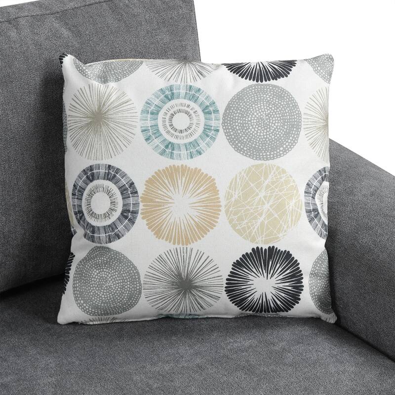 111" Chenille 3-seater Curved Sofa with Two Printed Pillows, Dark Gray