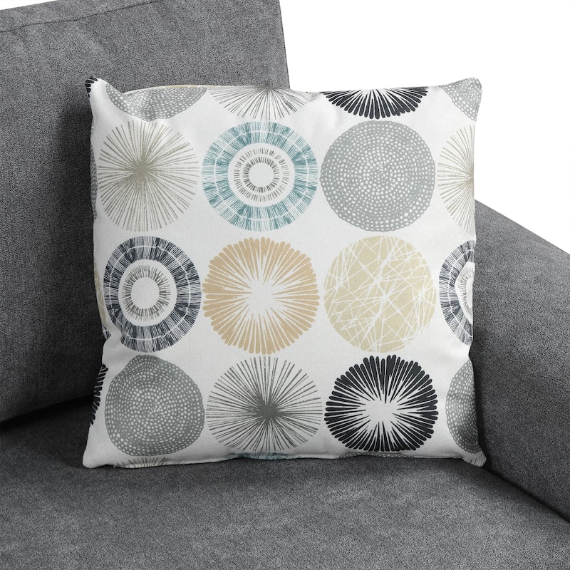111" Chenille Curved 3-Seater Sofa with Removable Patterned Pillows