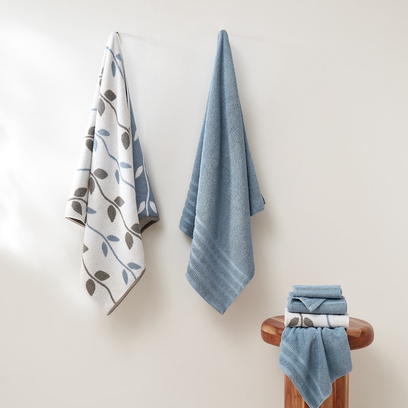 Modern Threads 6-Piece Yarn Dyed Organic Vines Towel Set