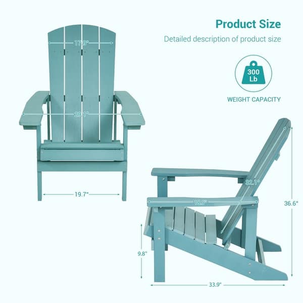 dimension image slide 2 of 11, Bonosuki Patio Faux Wood Adirondack Chair Weather Resistant-Set of 2