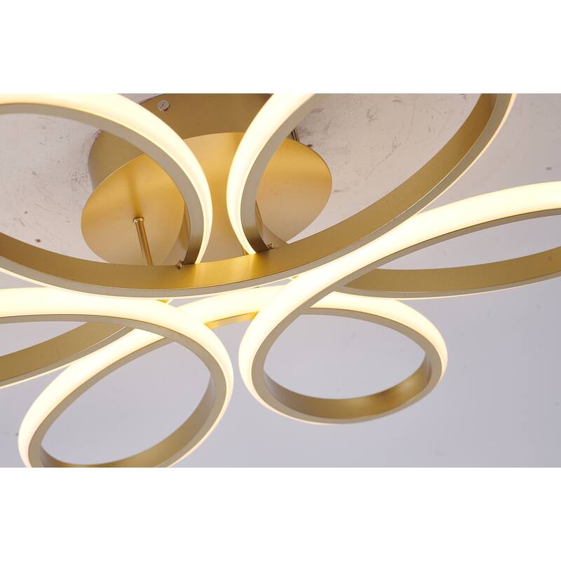 6-Light Dimmable Brass LED Flush Mount With White Acrylic Diffusers