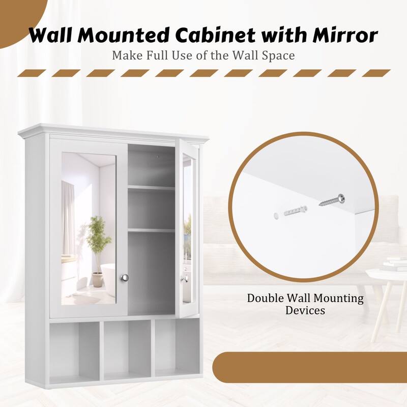 VEIKOUS Oversized Bathroom Medicine Cabinet Wall Mounted Storage with Mirrors