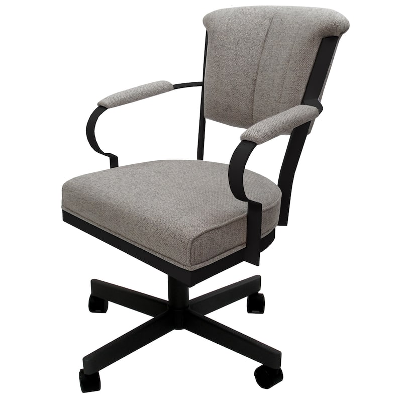 Miami Swivel Metal Caster Chair on Reading Base - 18" High Seat - Portwood Ash - Black