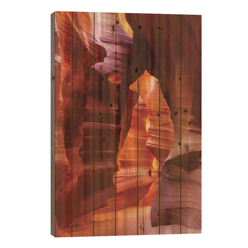 Bear Shape In Antelope Canyon Print On Wood by Susan Schmitz - Multi-Color - 26x18x1.5