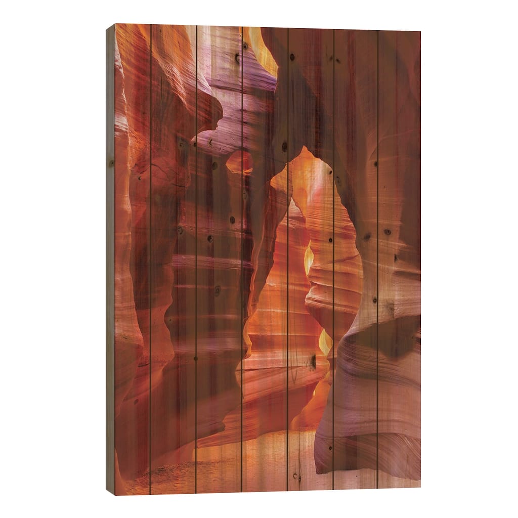 Bear Shape In Antelope Canyon Print On Wood by Susan Schmitz - Multi-Color