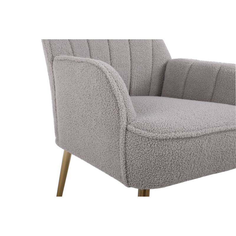 Modern Mid Century 28.7" Sherpa Arm Chair with Iron Legs for Living Room