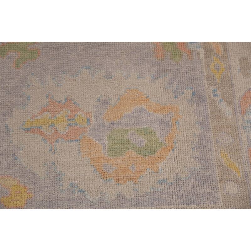 Hand Knotted Oriental 100% Wool Carpet Transitional All-Over Purples Oushak Area Rug - 9' 9'' X 7' 11''