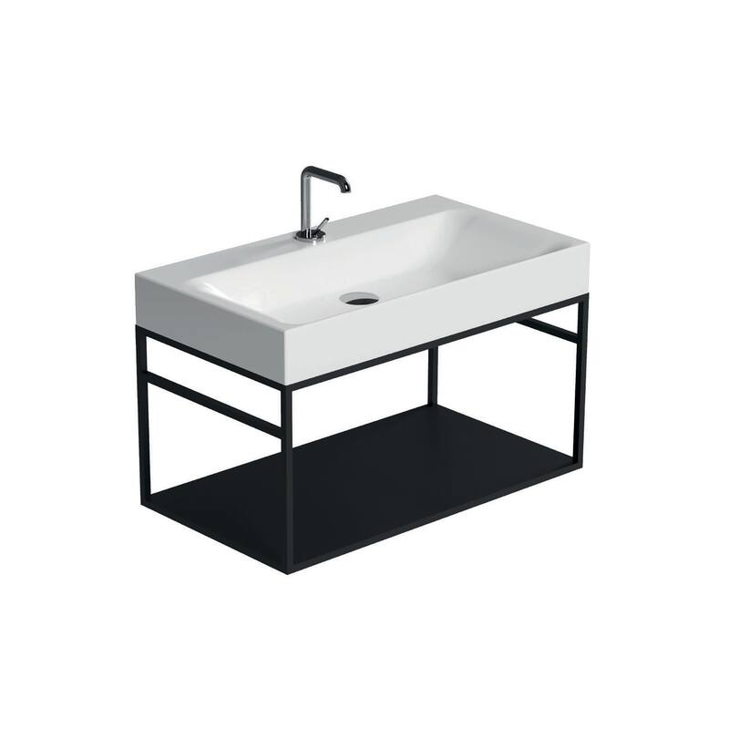 WS Bath Collections 3533+9250.31 Cento 31-1/2" Rectangular Metal and - Glossy White / Matte Black