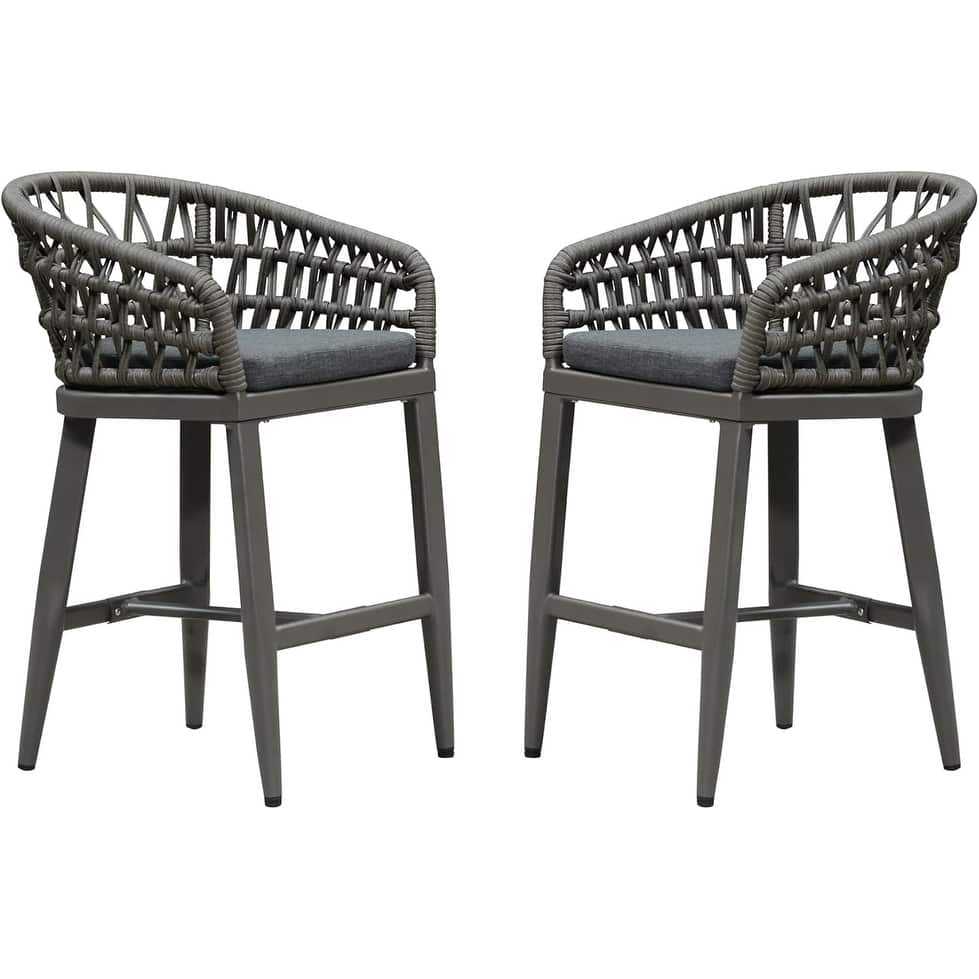 PURPLE LEAF Outdoor Dining Chairs Set of 2 Patio Bar Stools