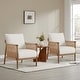 preview thumbnail 29 of 35, Spruce & Spring Lynn Accent Chair with Braid Wood Arm Set of 2 - Cream(Grey-flecked)