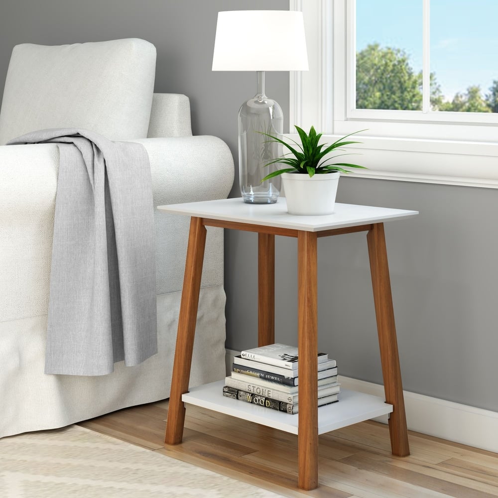 Plank and Beam Mid-Century Modern Accent End Table - 23" L x 16.25" W x 25.5" H