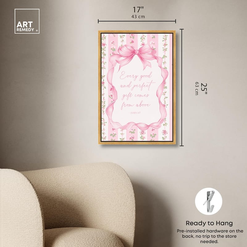 Good and Perfect Gift Bow Canvas by Art Remedy