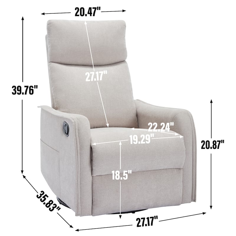 8 Point Vibration 360° Swivel Massage Chair, Adjustable Backrest Manual Recliner Chair with Massage and Lumbar Heating