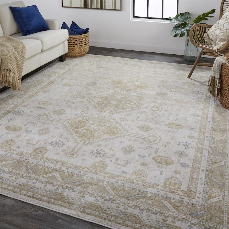 Zesa Floral Stain Resistant Area Rug By HomeRoots - 10' x 14'