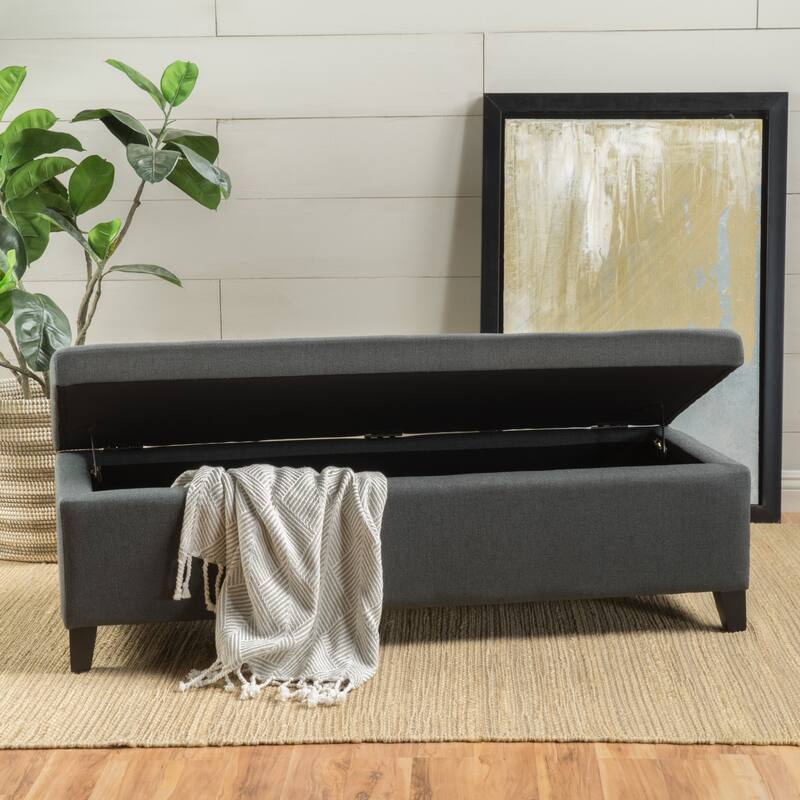 50.5 Inch Storage Ottoman Bench Rectangular Ottoman Foot Rest with Hinged Lid and Solid Wood Legs, Modern Entryway Bench