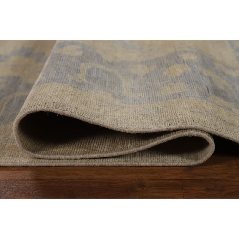 Hand Knotted Oriental 100% Wool Carpet Transitional All-Over Beige & Ivories Oushak Area Rug - 12' 4'' X 9' 2''