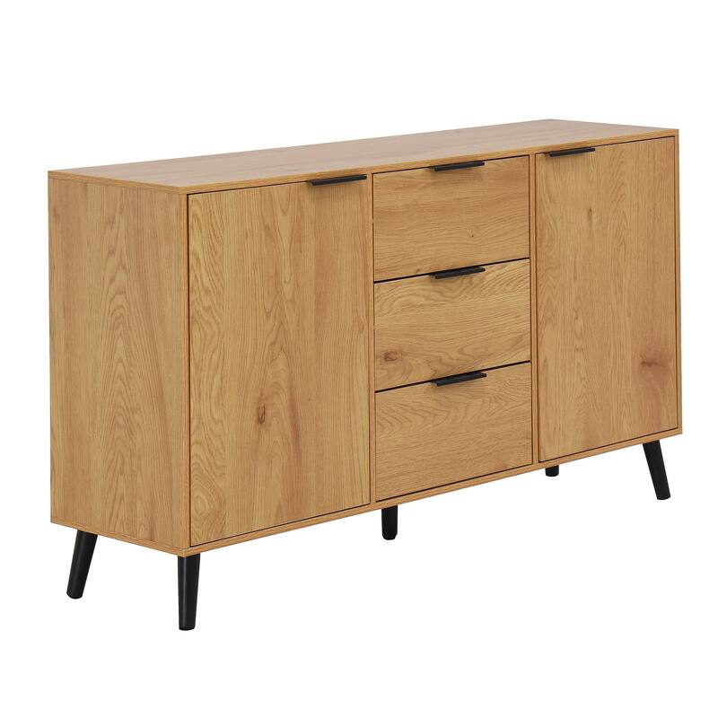 Wooden Sideboard Buffet Cabinet with Storage with 3 Drawers & 2 Doors