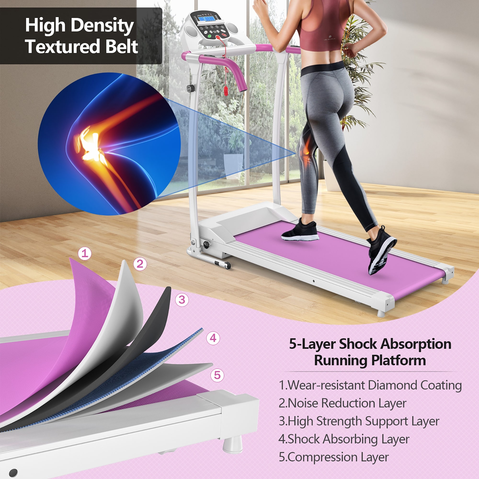 Costway 800W Folding Treadmill Electric Support Motorized Power
