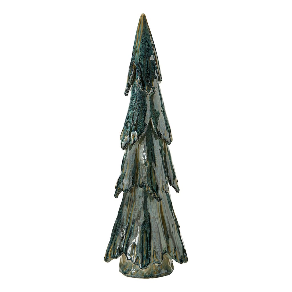 Tall Pines Ceramic Holiday Decor - Large Green Figurine, 19.7" Tall, Perfect for Christmas Decoration