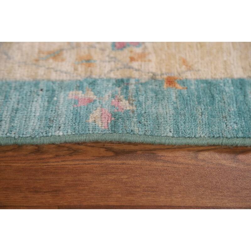 Vegetable Dye Oushak Turkish Runner Rug Handmade Wool Carpet - 2'10"x 11'9"
