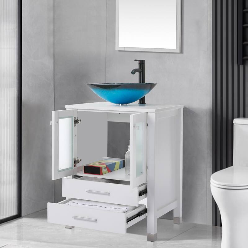 24" Bathroom Vanity with Sink Set Storage Cabinet Combo