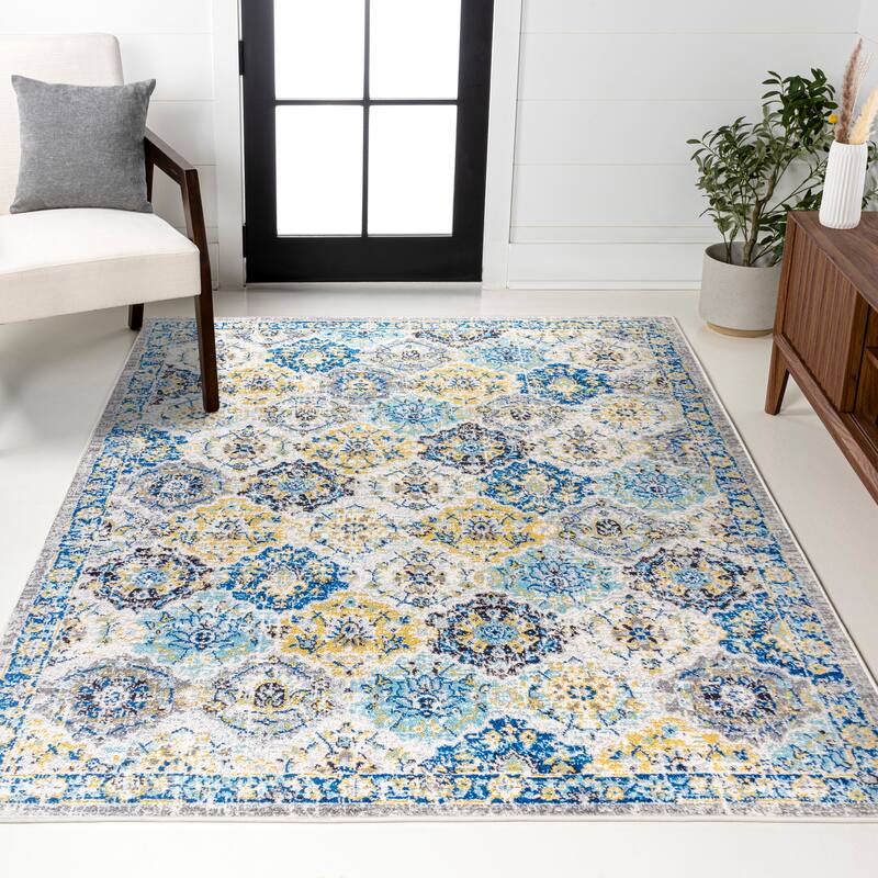 JONATHAN Y Minori Persian Boho Vintage Trellis Area Rug - 8 X 10 - Blue/Multi