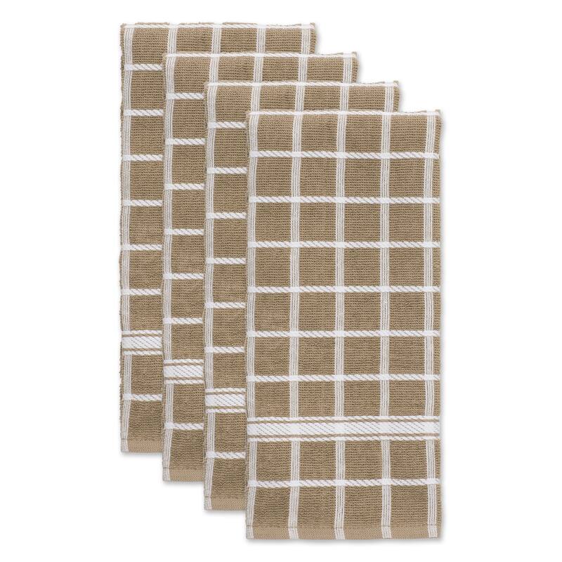DII Solid Honey Gold Windowpane Terry Dishtowel 4 Piece