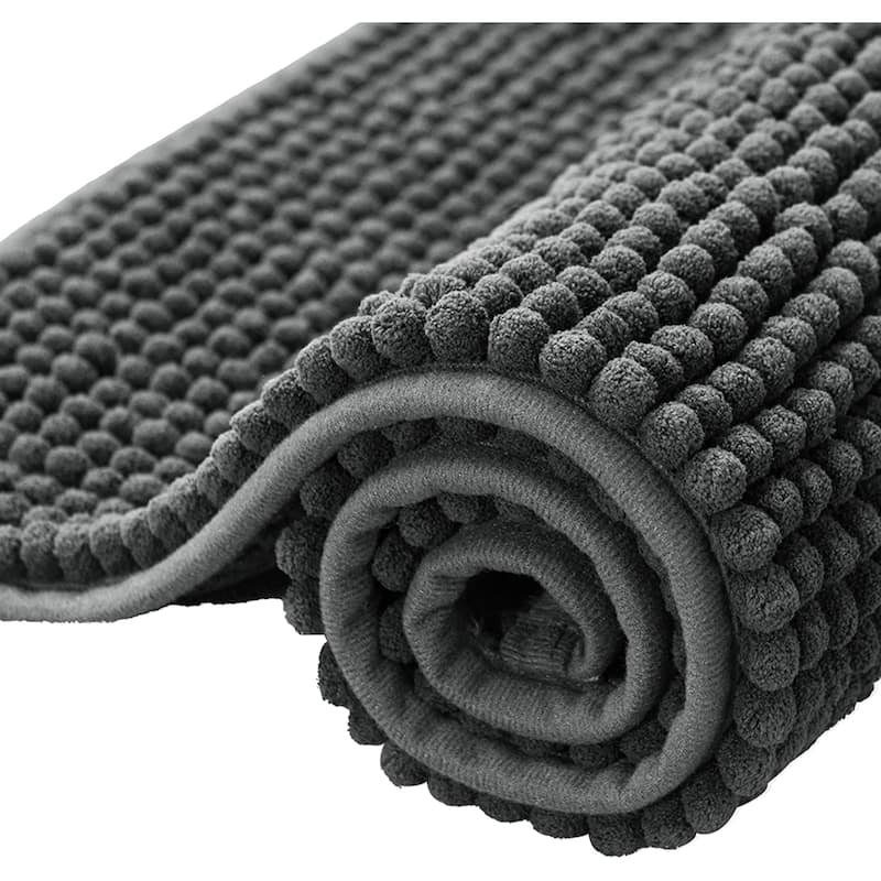 Subrtex Luxury Chenille Bath Rugs Soft Bathroom Mats - 20x32 - Gray