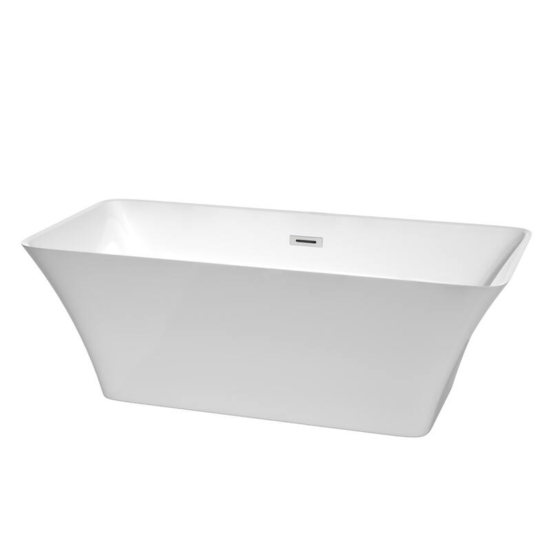 Wyndham Collection Tiffany 67" Free Standing Acrylic Soaking Tub with - White / Polished Chrome Trim