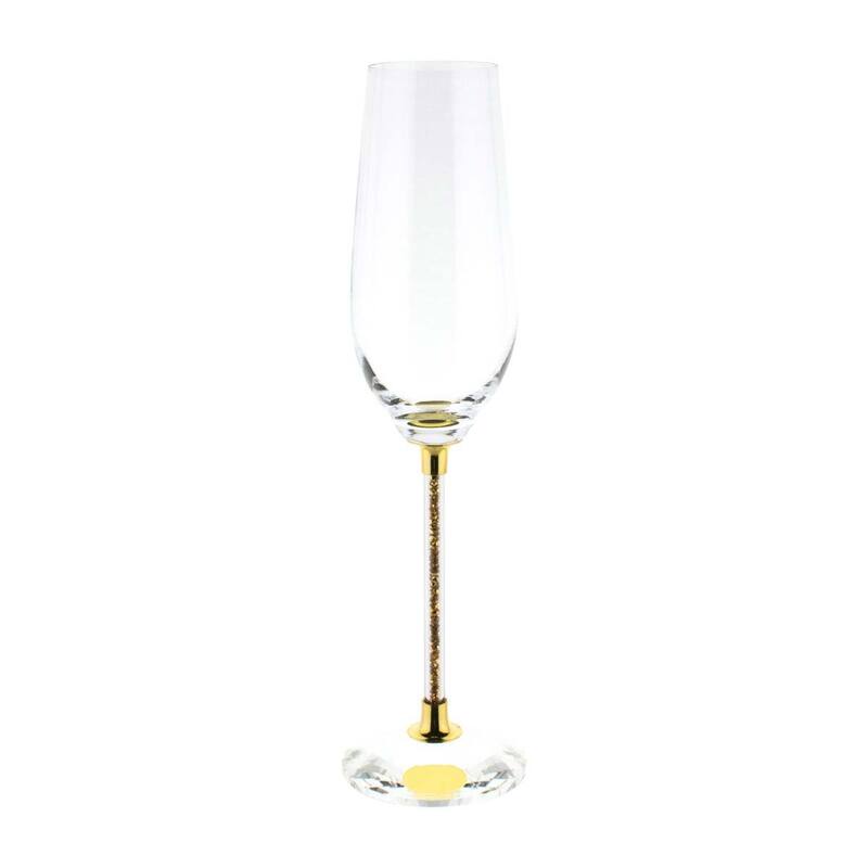 Sparkles Home Vetrina Stem Crystal Toasting Flute - Gold - 6 Piece