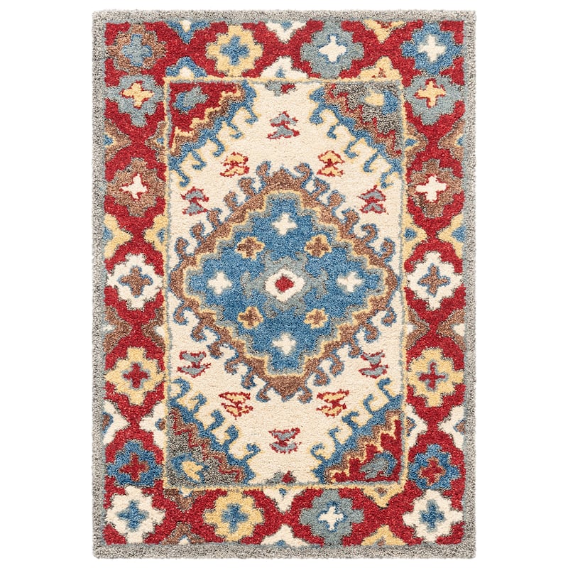 SAFAVIEH Handmade Antiquity Geirlaug Traditional Oriental Wool Rug - 2' x 3' - Red/Ivory