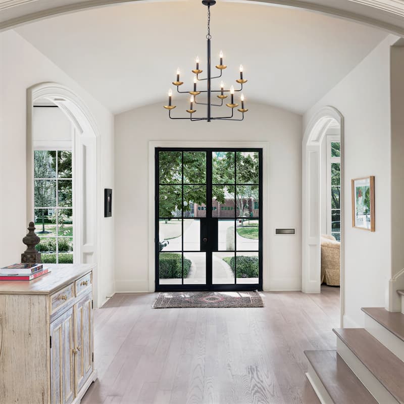 Modern Farmhouse 10-Light 4-Tier Candle Chandelier for Dining Room & Living Room