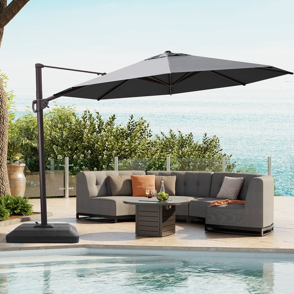 heavy duty umbrella for patio PURPLE LEAF Luxury Market Heavy-Duty Commercial Hydraulic Semi-Automatic Umbrella 8x8 FT(1.9" Pole) / Beige quality Water 13ft Outdoor Extra Large Patio