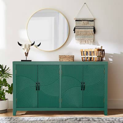 59" Accent Cabinet with 4 Doors, Modern Pantry Cabinet, Wood Buffet Cabinet, Console Cabinet for Living Room, Dining Room