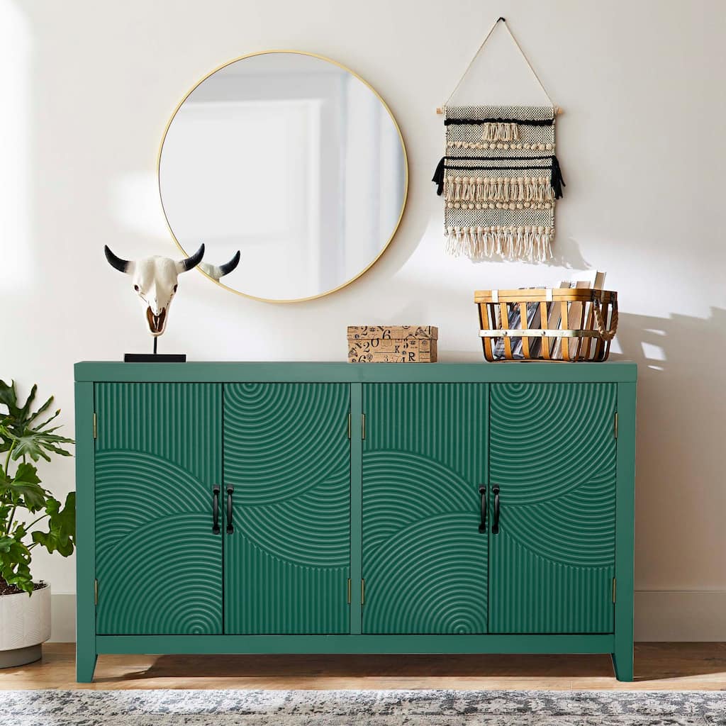 59" Accent Cabinet with 4 Doors, Modern Pantry Cabinet, Wood Buffet Cabinet, Console Cabinet for Living Room, Dining Room
