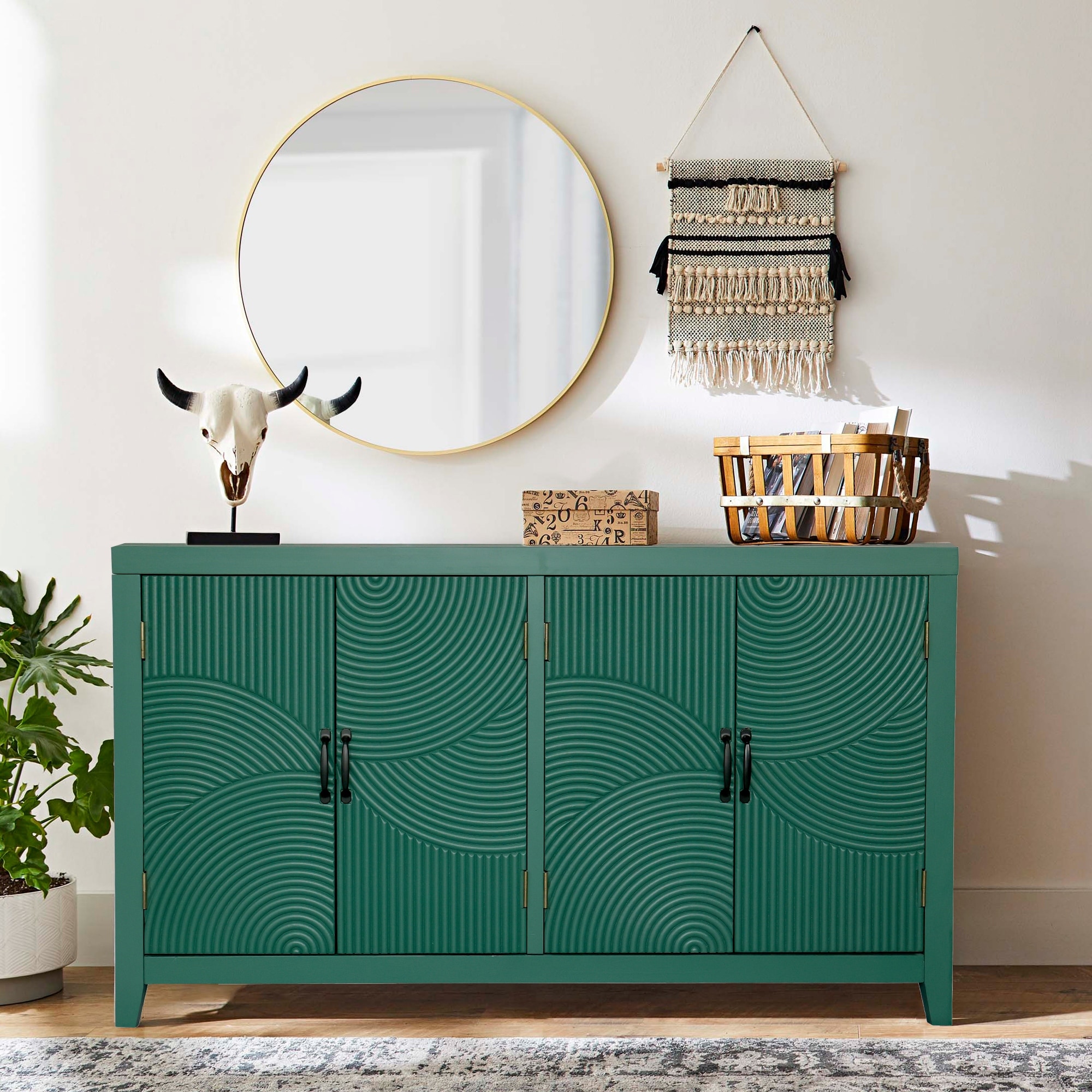 59"Accent Cabinet with 4 Doors, Modern Pantry Cabinet, Wood Buffet Cabinet, Console Cabinet, Cabinet for Dining Room