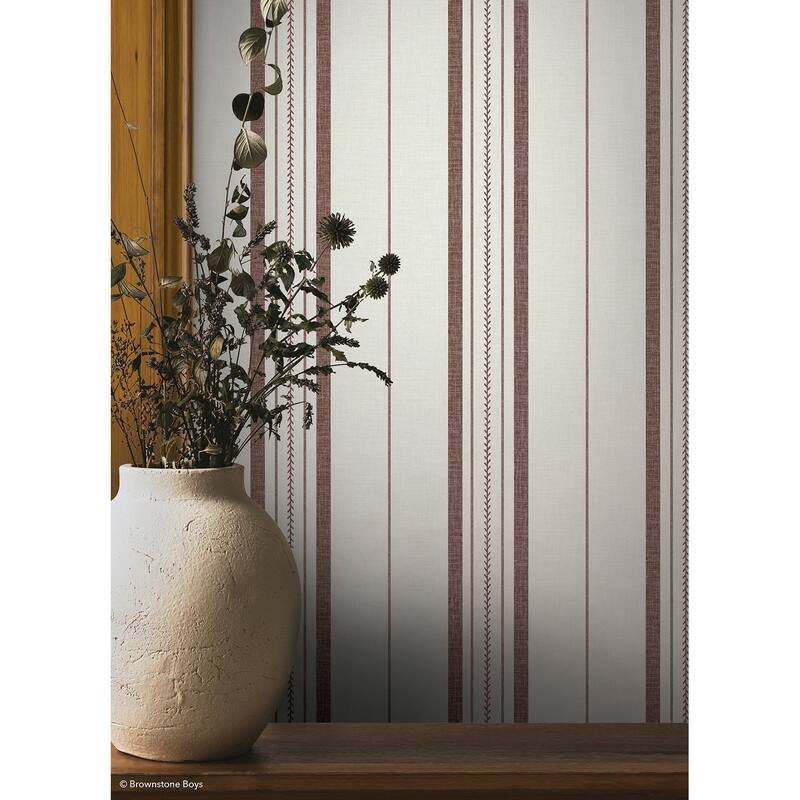 NuWallpaper Brownstone Boys Townhouse Stripe Maroon Peel and Stick Wallpaper - N/A