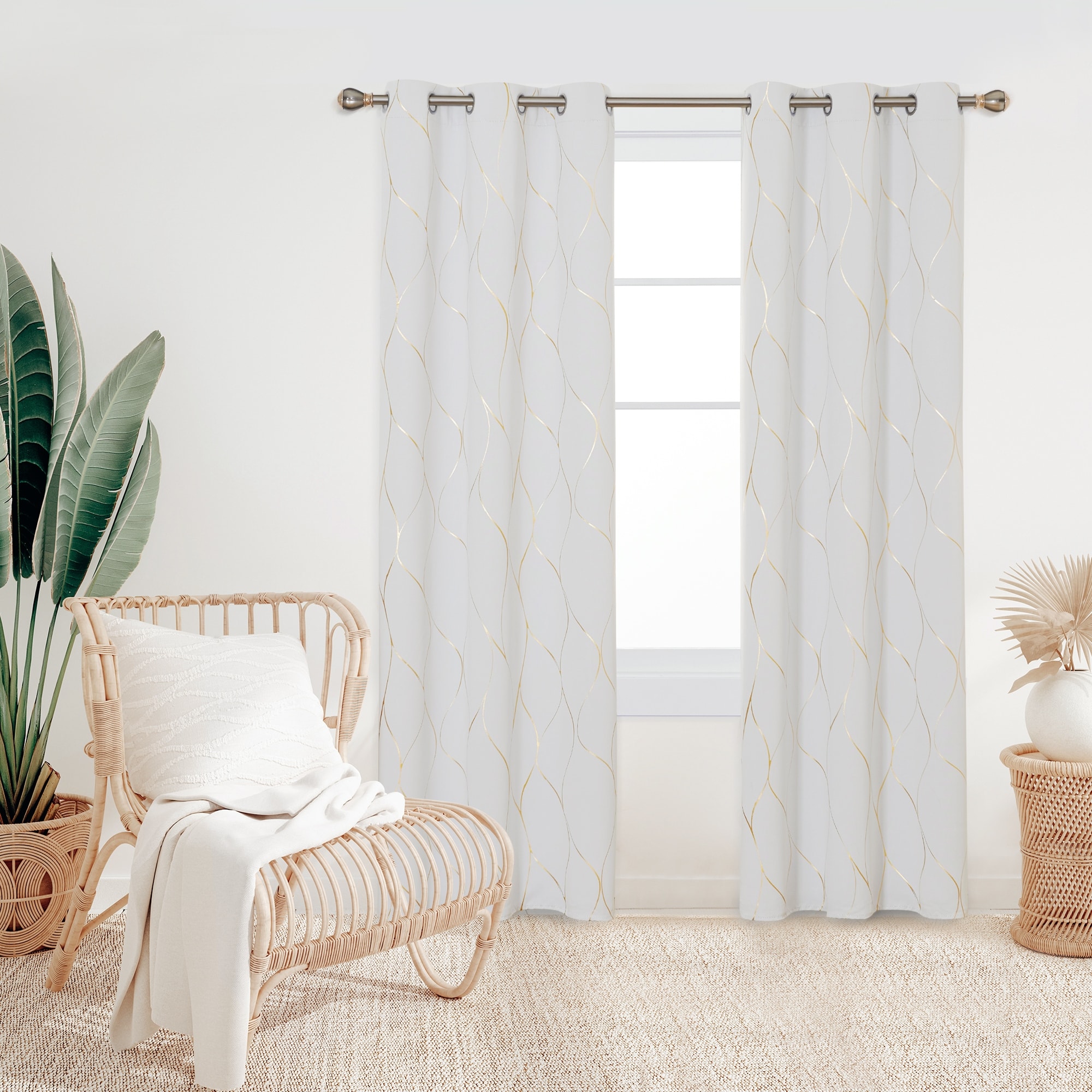 Deconovo Gold Line 42 Width Curtain Panel Pair (2 Panel)