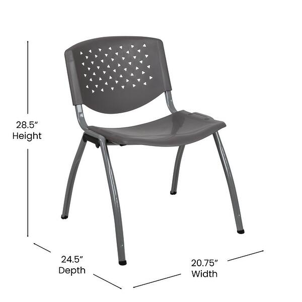 dimension image slide 2 of 6, Powder-coated Metal/ Plastic Stackable Chair (Set of 5)