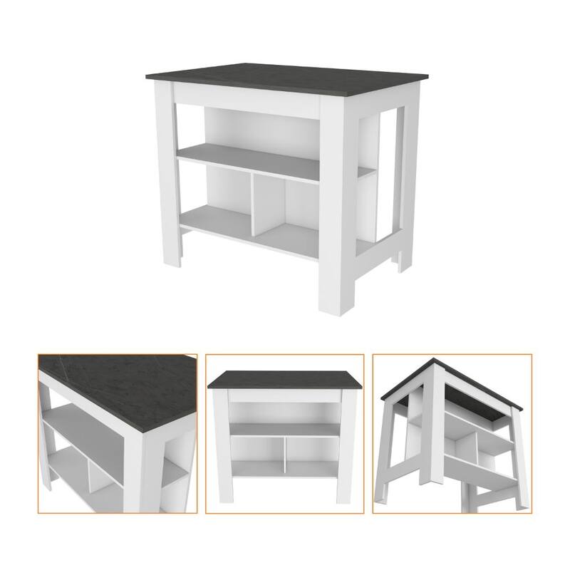 TUHOME Phoenix 2-Piece Kitchen Set with Kitchen Island and Utility Sink Cabinet - N/A