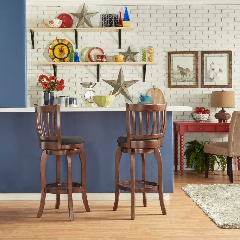 Ali Modern Linen 29-inch High Back Bar Stool Swivel by iNSPIRE Q Classic