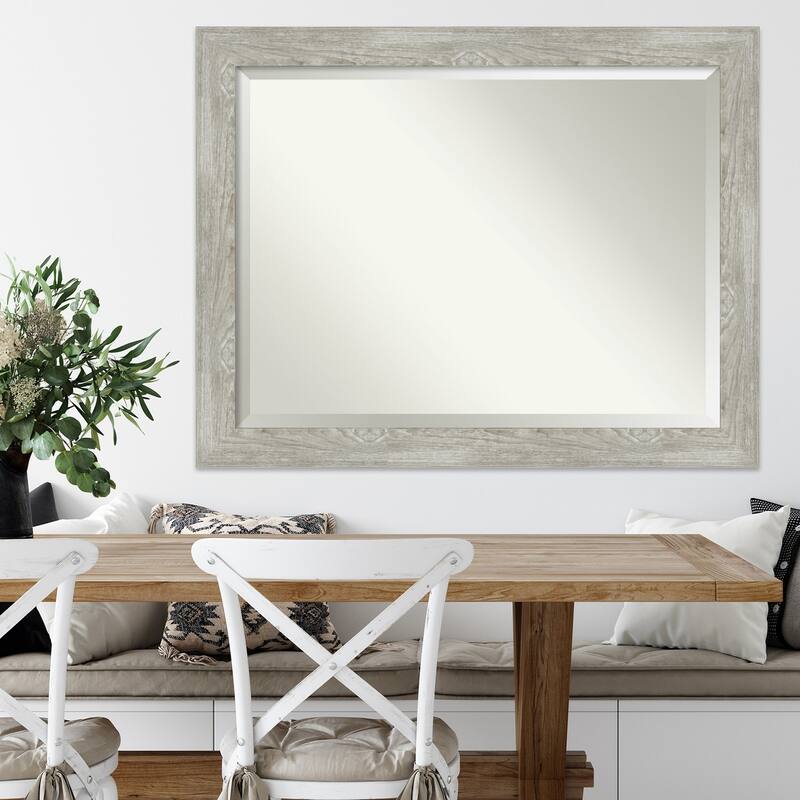 Beveled Wall Mirror - Dove Greywash Frame - Dove Greywash