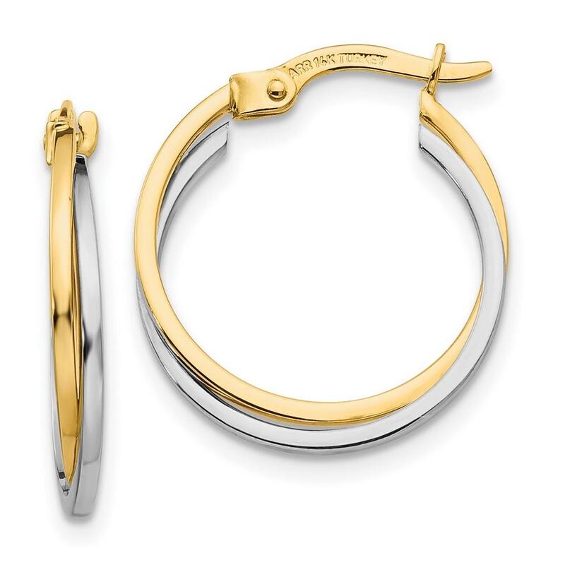 Curata 10k Two Tone Gold Polished Hollow Hoop Earrings - 20x17mm