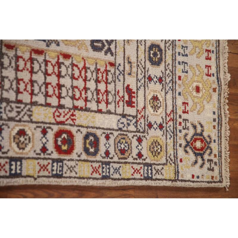 Tribal Geometric Khotan Runner Rug Hallway Handmade Wool Carpet - 2'6"x 10'0"