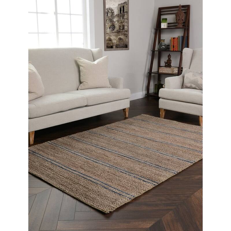 Barcelona Handwoven Area Rug by Kosas Home - 2' x 3' - Natural/Navy Blue